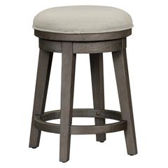 Modern Farmhouse Console Swivel Stool in Dusty Charcoal w/ Heavy Distressing