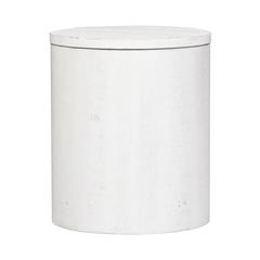 Modern Farmhouse Drum End Table in Flea Market White w/ Heavy Distressing