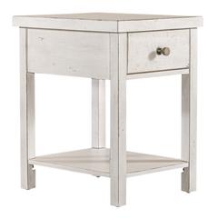 Drawer Chair Side Table Flea Market White w/ Heavy Distressing