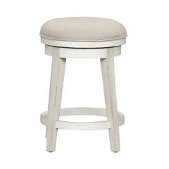 Modern Farmhouse Console Swivel Stool in Flea Market White w/ Heavy Distressing