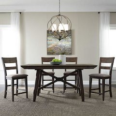 Double Bridge 5 Piece Gathering Table Set in Dark Chestnut