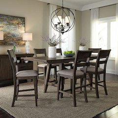 Double Bridge 7 Piece Gathering Table Set in Dark Chestnut