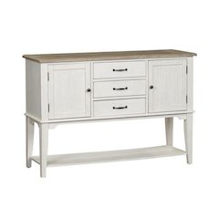 Summerville Server in Soft White Wash w/ Wirebrushed Gray Top