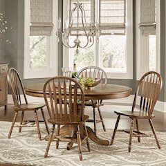 Carolina Crossing 5 Piece Pedestal Table Set in Antique Honey