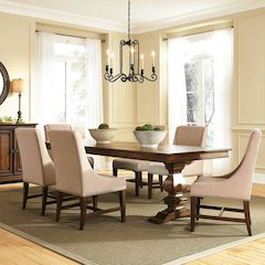 Armand 7 Piece Trestle Table Set in Antique Brownstone
