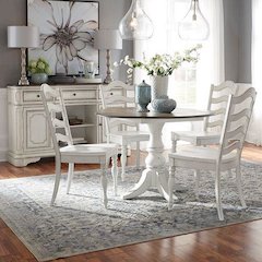 5 Piece Drop Leaf Table Dining Room Set with 4 Ladder Back Side Chairs