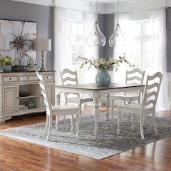 5 Piece Leg Table Dining Room Set with 4 Ladder Back Chairs