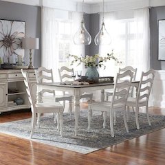 7 Piece Leg Table Dining Room Set with 6 Ladder Back Chairs