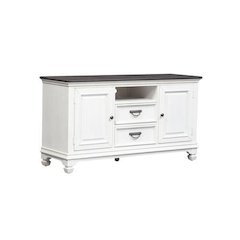 Allyson Park 56 Inch TV Console in Wirebrushed White w/ Charcoal Top