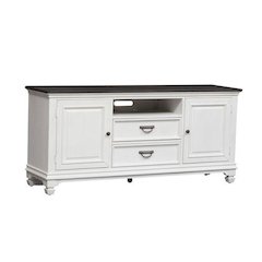 Allyson Park 66 Inch TV Console in Wirebrushed White w/ Charcoal Top