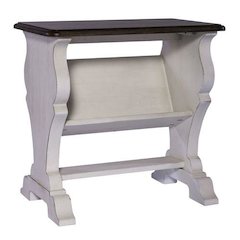 Library Chair Side Table in Porcelain White Finish w/ Churchill Brown Tops