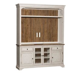 Entertainment Center Antique White w/ Wirebrushed Tobacco Accents