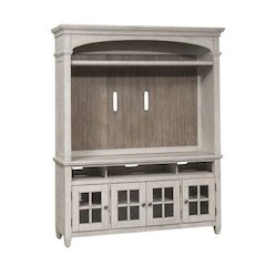 Heartland Entertainment Center in Antique White w/ Tobacco Top