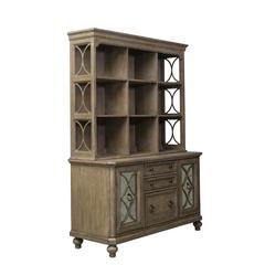 Simply Elegant Credenza & Hutch Set in Heathered Taupe