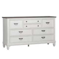 Allyson Park 8 Drawer Dresser in Wirebrushed White w/ Charcoal Top