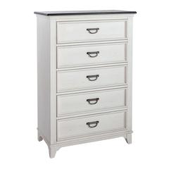 Allyson Park 5 Drawer Chest in Wirebrushed White w/ Charcoal Top