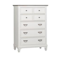 Allyson Park 5 Drawer Chest in Wirebrushed White w/ Charcoal Top
