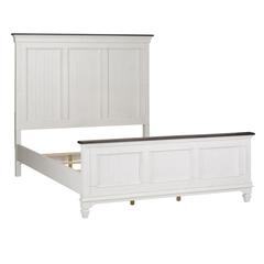 Allyson Park King California Panel Bed in Wirebrushed White w/ Charcoal Top