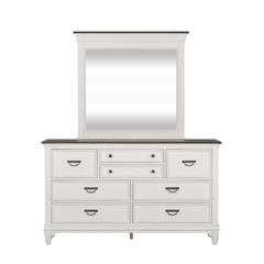 Allyson Park Dresser & Mirror in Wirebrushed White w/ Charcoal Top
