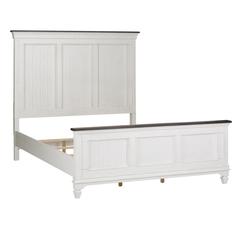 Allyson Park King Panel Bed in Wirebrushed White w/ Charcoal Top