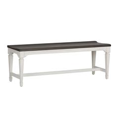 Allyson Park Wood Seat Bench in Wirebrushed White w/ Charcoal Top