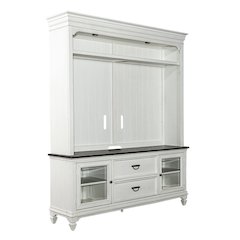Allyson Park Entertainment Center - Wirebrushed White with Charcoal Tops