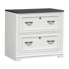 Allyson Park Bunching Lateral File Cabinet in Wirebrushed White w/ Charcoal Top