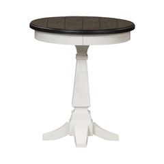 Allyson Park Chair Side Table in Wirebrushed White w/ Charcoal Top
