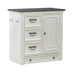 Cabinet Cottage Home Storage Pet Food Bowl Drawer - White w/ Charcoal Tops