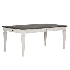 Allyson Park Rectangular Leg Table in Wirebrushed White w/ Charcoal Top