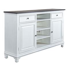 Allyson Park 68 Inch Highboy TV Console in Wirebrushed White w/ Charcoal Top