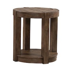 Broadmore Living Room Round Chairside Table - Cobblestone Brown