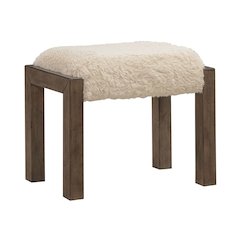 Broadmore Upholstered Console Stool - Faux Sheepskin - Cobblestone Brown