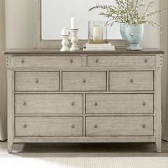 9 Drawer Dresser - in Weathered Linen Finish w/ Dusty Taupe Tops