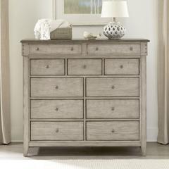 11 Drawer Chesser - in Weathered Linen Finish w/ Dusty Taupe Tops
