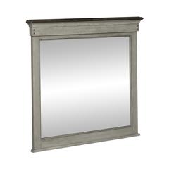 Landscape Mirror Farmhouse White in Weathered Linen Finish w/ Dusty Taupe Tops