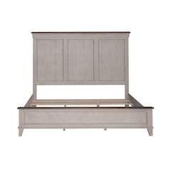 Ivy Hollow King Panel Bed in Weathered Linen Finish w/ Dusty Taupe Tops