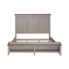 Ivy Hollow King Storage Bed in Weathered Linen Finish w/ Dusty Taupe Tops