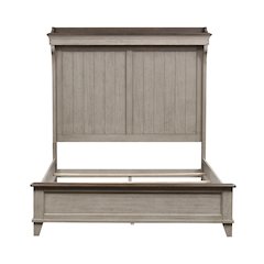Ivy Hollow Queen Mantle Bed in Weathered Linen Finish w/ Dusty Taupe Tops
