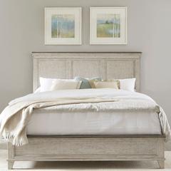 Ivy Hollow Queen Panel Bed in Weathered Linen Finish w/ Dusty Taupe Tops