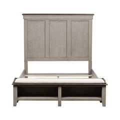 Ivy Hollow Queen Storage Bed in Weathered Linen Finish w/ Dusty Taupe Tops