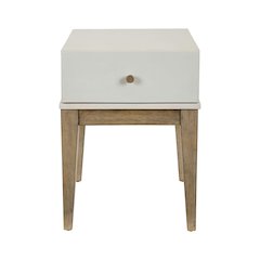 Berkley Square Leg End Table - Linen & Khaki Wood Accents
