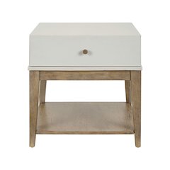 Berkley Square Leg Chairside Table - Linen & Khaki Wood Accents