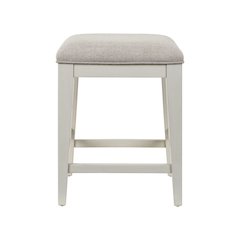 Berkley Square Upholstered Console Stool - Linen & Khaki Wood Frame