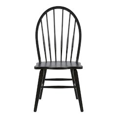 Rubberwood Windsor Back Solid Wood Dining Chair for Farmhouse Kitchen, Black