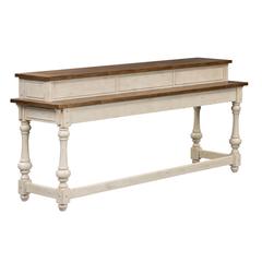 Morgan Creek Console Bar Table in Antique White w/ Wirebrushed Tobacco Accents