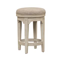 Console Swivel Stool Antique White w/ Wirebrushed Tobacco Accents