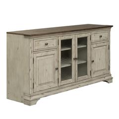 Entertainment TV Stand Antique White w/ Wirebrushed Tobacco Accents