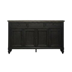 Farmhouse Hall Buffet Cabinet with Storage, Solid and Manufactured Wood, Brown
