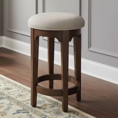 Arden Road Upholstered Console Stool - Satin Cherry Wood Frame